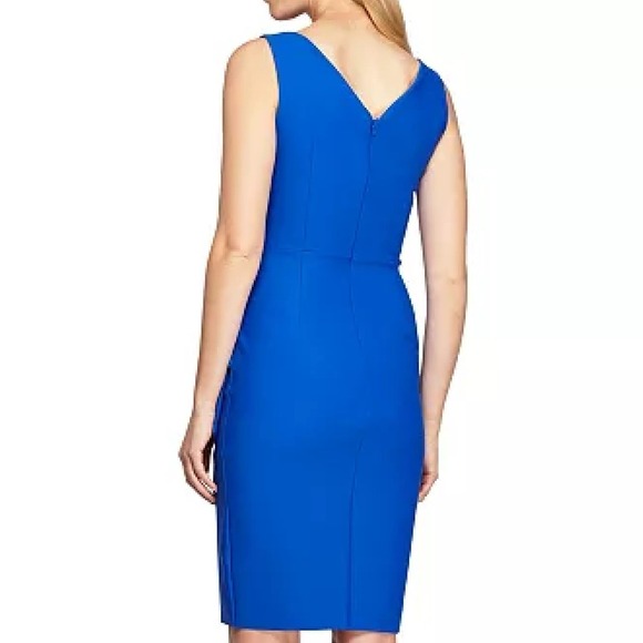 Alex Evenings Sleeveless Dress 10 Medium Royal Blue Formal Wedding Stretch Scuba - Picture 2 of 9